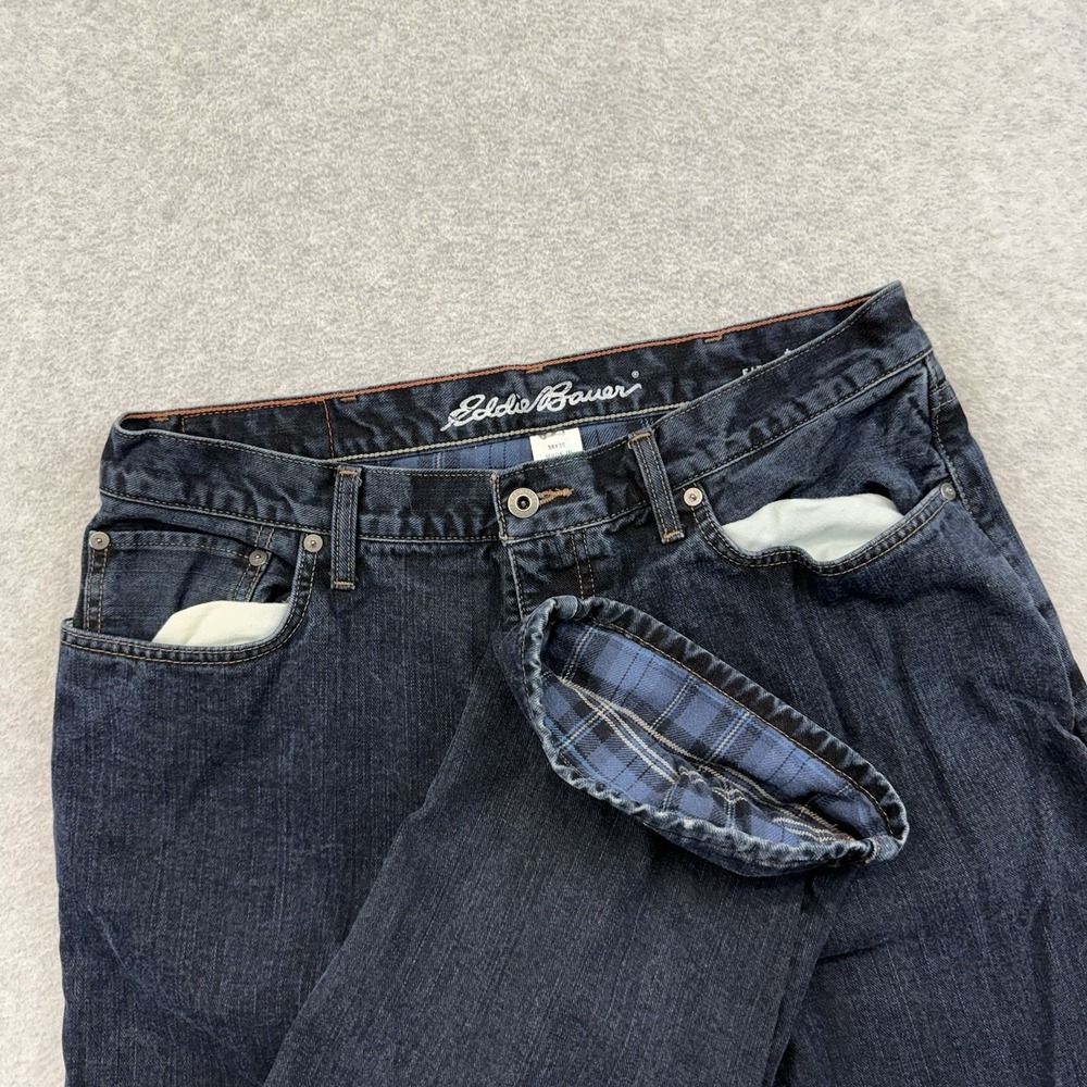 Eddie Bauerโ Men's Size 34x30 Blanket Flannel Lined Jeans Relaxed Denim Workwear